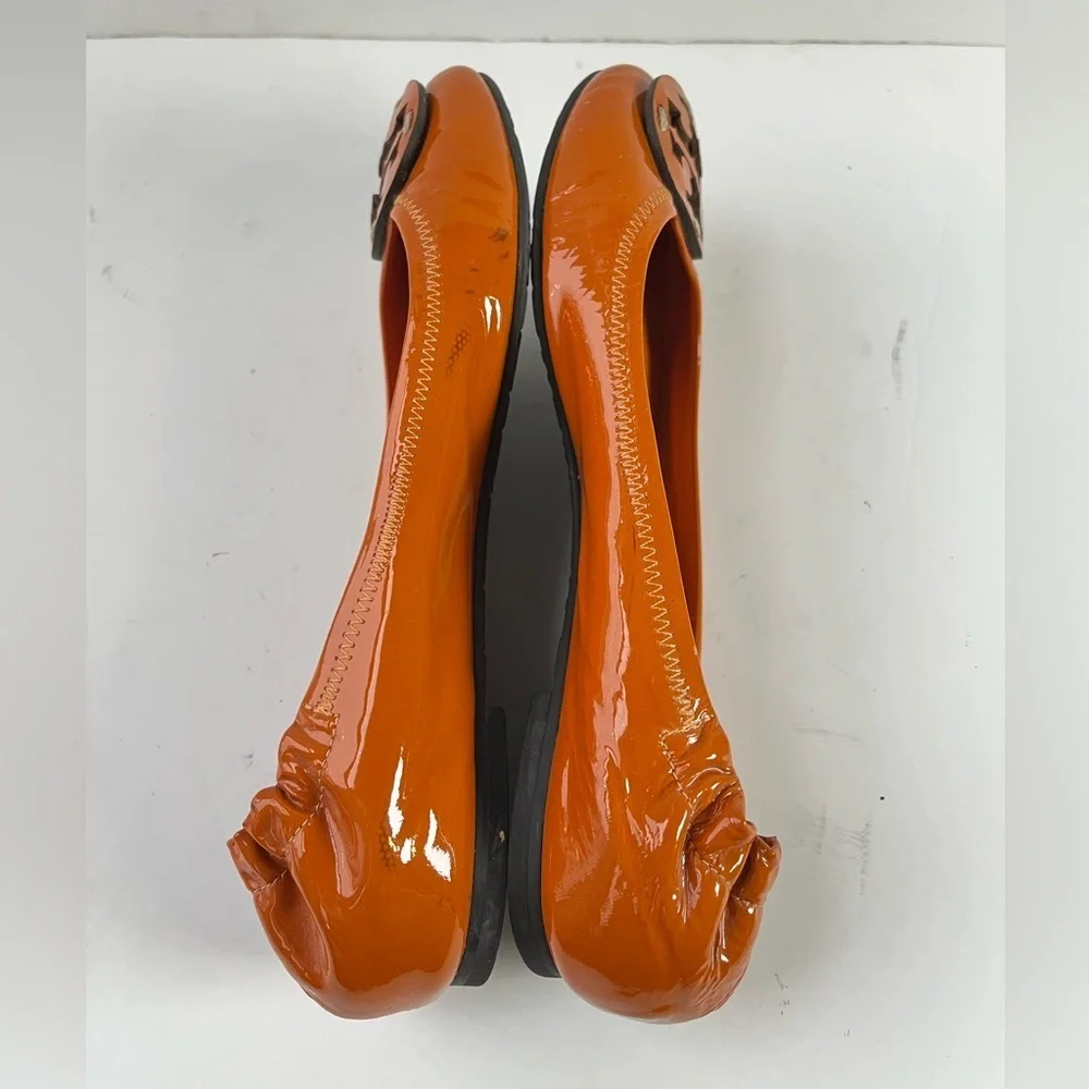Tory Burch Orange Patent Leather Ballet Flats Size 7 Medium